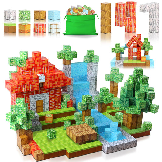 Knoiuao Magnetic Building Blocks, 147 Piece Magnetic Building Blocks, Build Magnet World Set for Boys and Girls, Montessori Building Blocks Toy, Gifts for Kids aged 3 4 5 6 7 8 years.