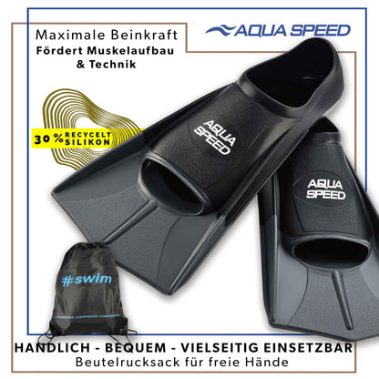 Aqua Speed training fins + Ultrapower backpack | Swim fins | Short fins | Color: silver/26 Size: 31/32