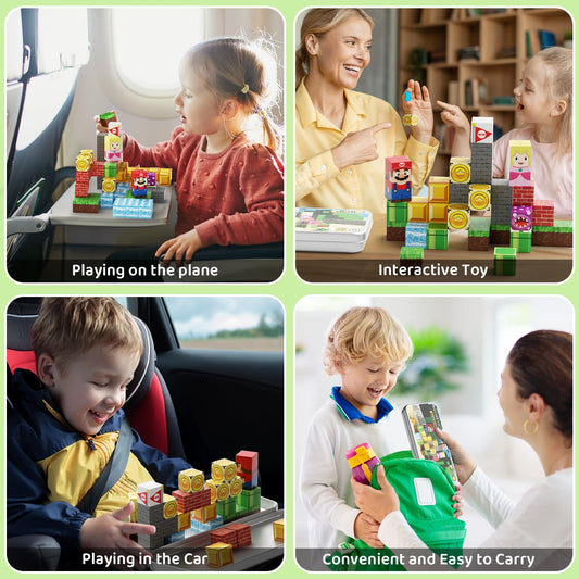 STEM MATCH Magnetic Building Blocks Travel Toy for Kids, Portable Iron Box Magnetic Building Blocks 35 PCS, Magnetic Construction Toy Travel Toy Gift for Kids aged 3+ years.