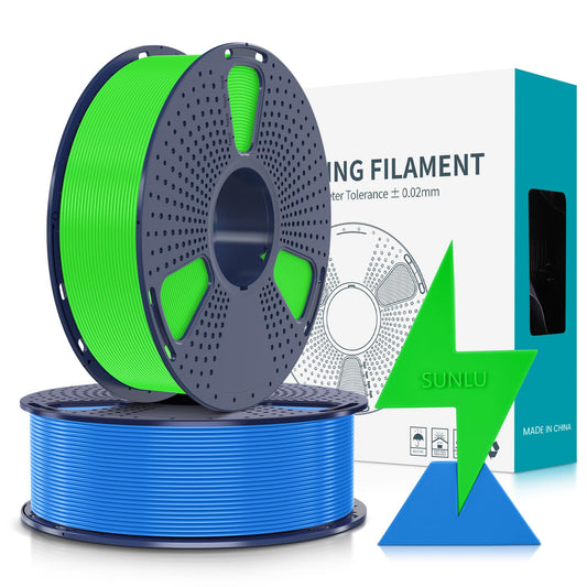 SUNLU PLA Filament Fast Printing 1.75mm, 3D Printer PLA Filament with High Flowability, Designed for fast 3D Printing, Rapid HS-PLA, Dimensional Accuracy +/- 0.02mm, 2KG Blue+Green.