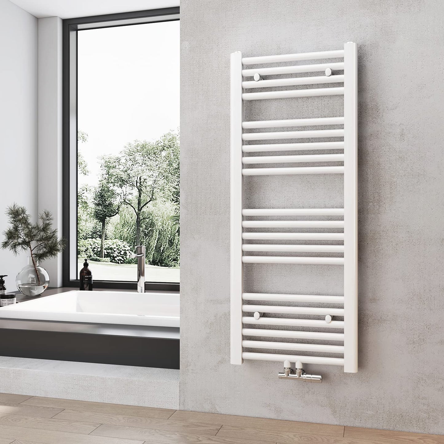 Heilmetz bathroom radiator white towel warmer heating 1000 x 400 mm. Bathroom radiator towel warmer with middle connection.