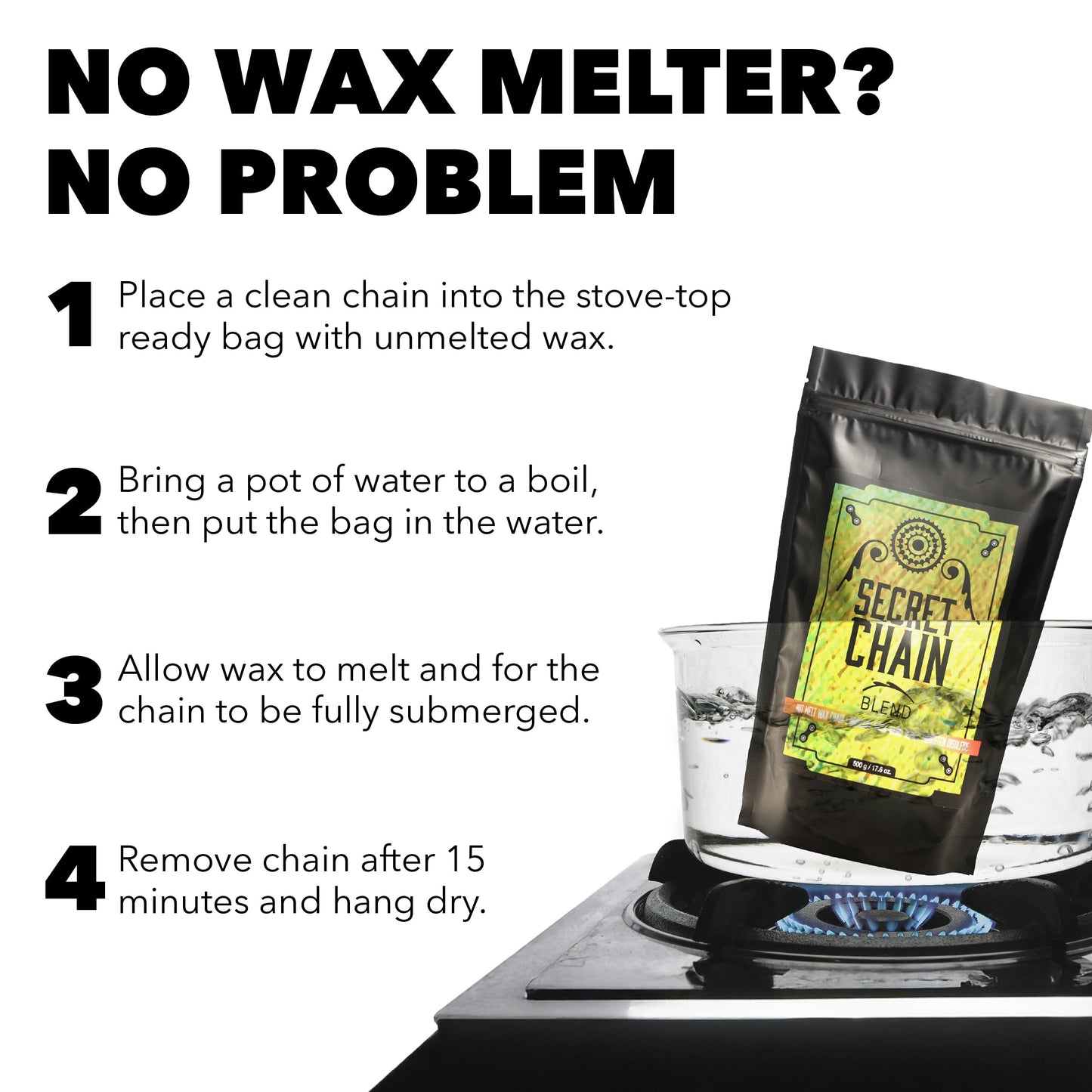 SILCA Secret Hot Melt bike chain wax | Wax lubricant in cooking bag for stovetop | Ceramic bike chain lubricant | Wax bike lubricant for thousands of clean kilometers