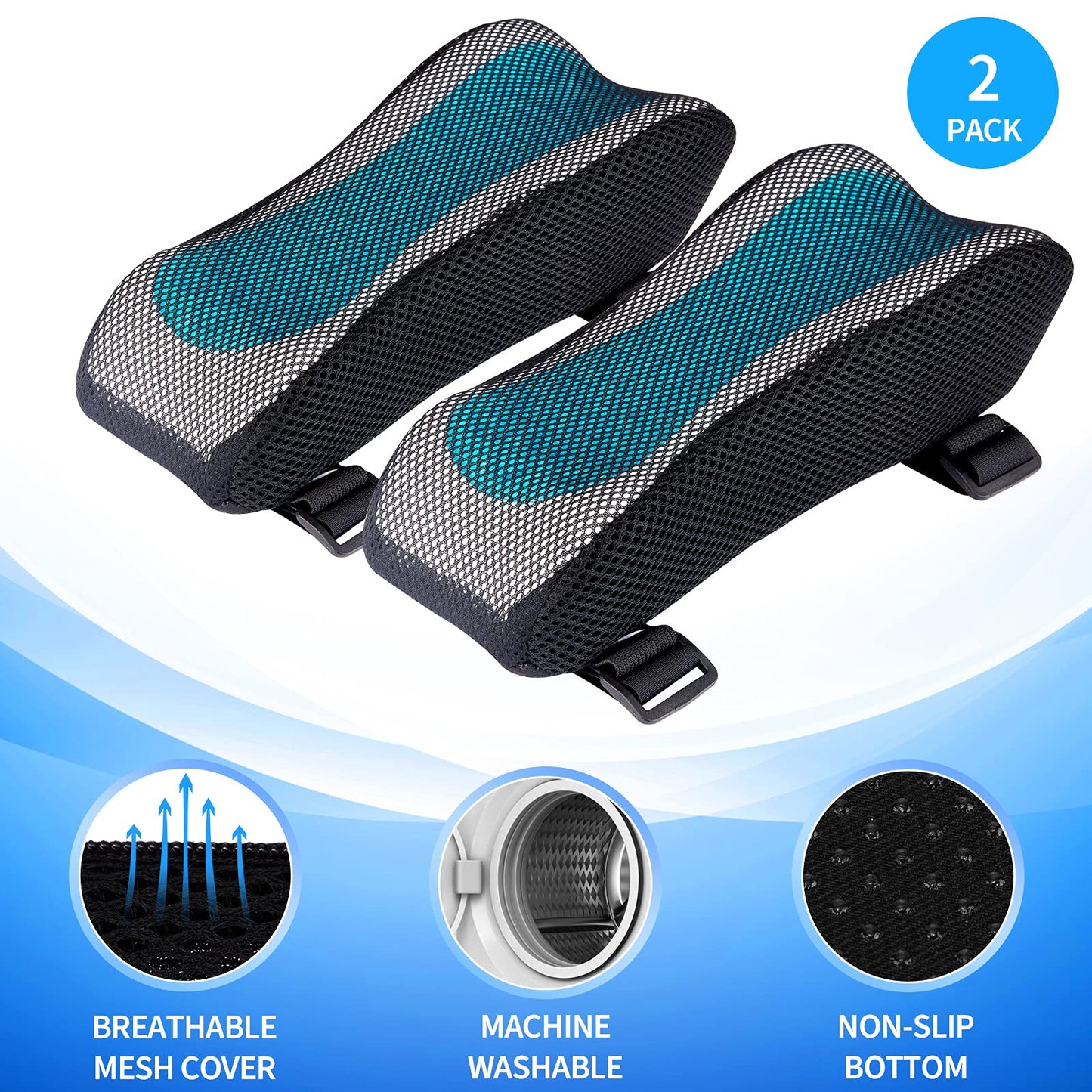 BEAUTRIP Armrest Cushions - Armrest Pads for Arms and Elbows - Ergonomic Armrest Covers for Office Chair, PC Chair, Gaming Chair, Camping Chair (2-Pack)