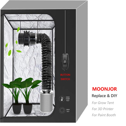 Ø150mm Axial Tube Fan, Exhaust Fan Duct Fan Ventilator with On-Off Switch, 2m Duct Hose for Garage, Office, Grow Tent