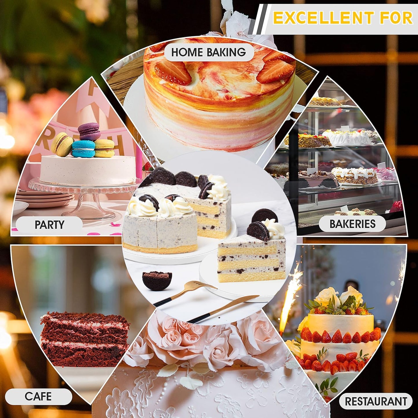 LWAIX Round Cake Board 30 cm 12mm Cake Tray for Wedding and Birthday Cake Decoration 5PCS (White)