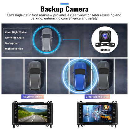 CAMECHO 1+32G Android 13 car radio with navigation for Mercedes Benz W169 W245 B160 B170 B180 B200 W639 Vito Viano W906 Sprinter, 8 inch screen with Mirror Link WiFi FM Bluetooth and USB+backup camera