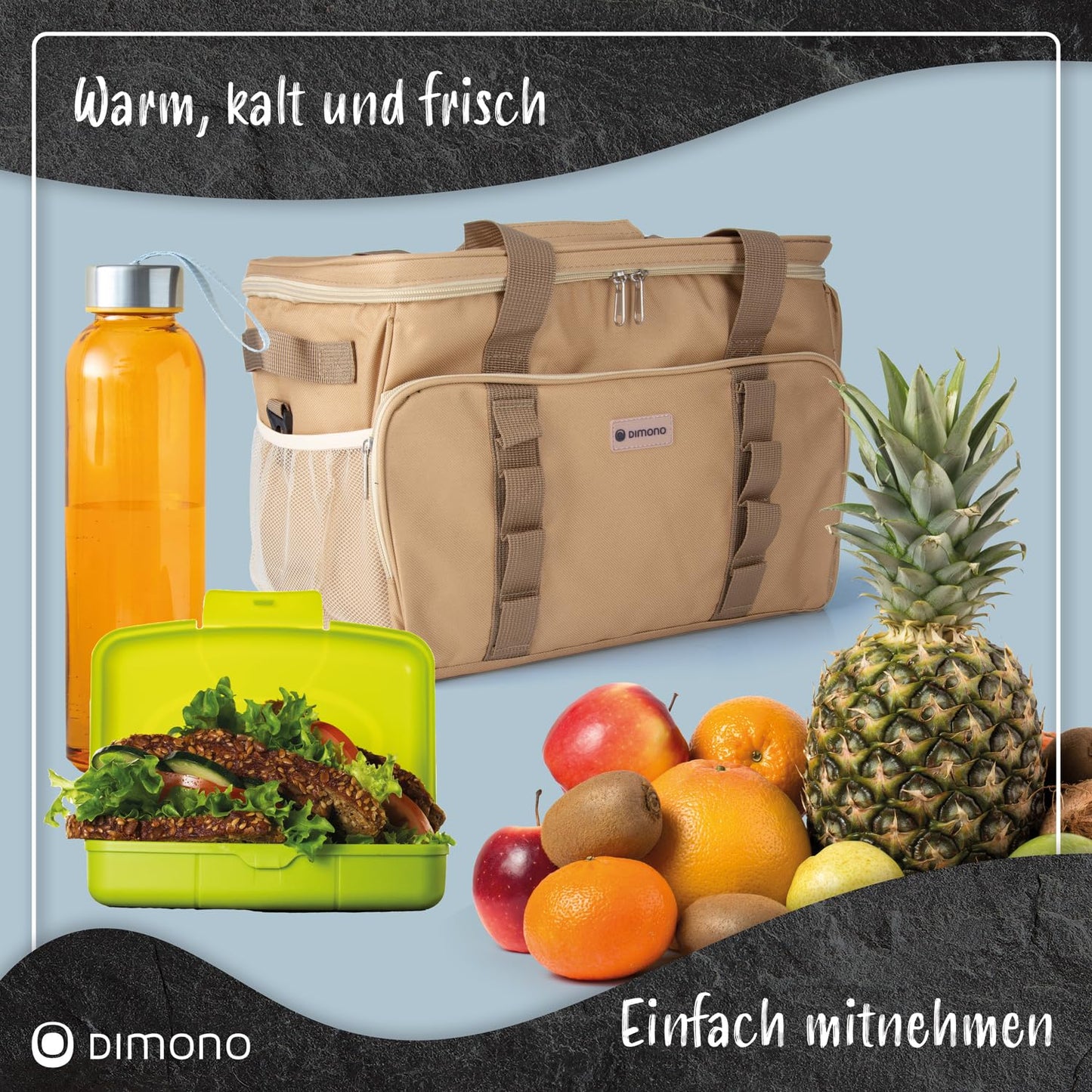 Large 25 liter insulated cooler bag XL ice bag picnic bag for camping travelling vacation (25 liters, brown)