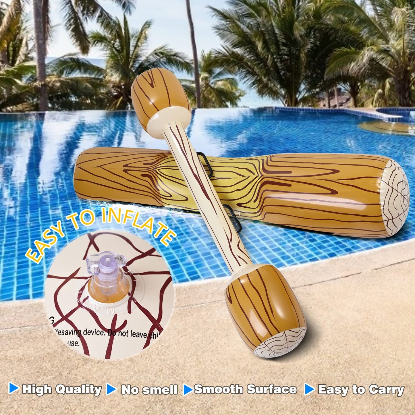Inflatable pool toy adult battle log raft water toy children pool toys inflatable teenager outdoor toy for pool water toys pool games family for 2 players (L)