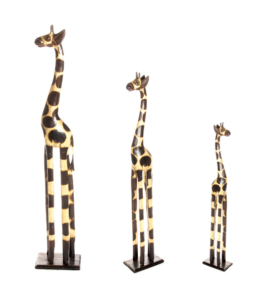 3 piece set 150cm 40cm 30cm wood wooden giraffe family wooden giraffe Africa style GH