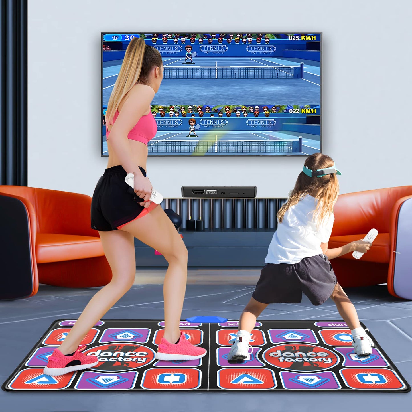 Aomdom Dance Mat for Kids and Adults, upgraded model, double music dance mat, non-slip and durable, with wireless receiver, wireless with 200 games and 100+ music (166 x 93 cm)