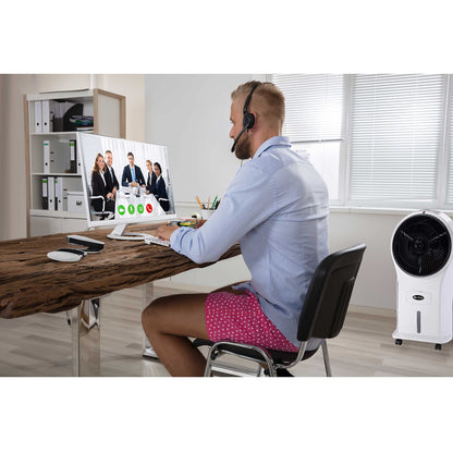 BE COOL air cooler with water cooling, 3-in-1 evaporative cooler, humidifier, fan, 3 speeds, 5 liter water tank, 45 watts, 1050 m³/h, timer, remote control, white/black, BCP5AC2101F.