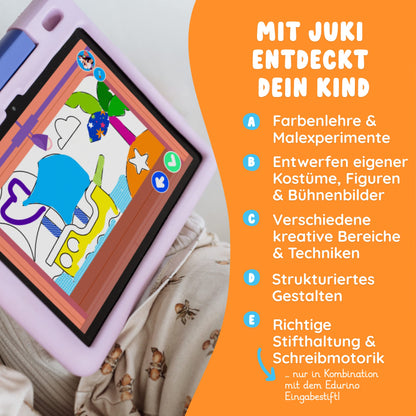 Edurino Starter Kit Juki Creativity & Painting for ages 4 and up with included stylus | Innovative & digital learning game | Color theory & painting experiments