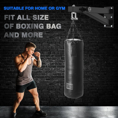 Heavy punching bag hanger - wall mount for punching bag, adjustable, sturdy, boxing bag wall mount, stand for home or gym, for kickboxing bag, Muay Thai bag, etc. (supports up to [255 character limit reached])