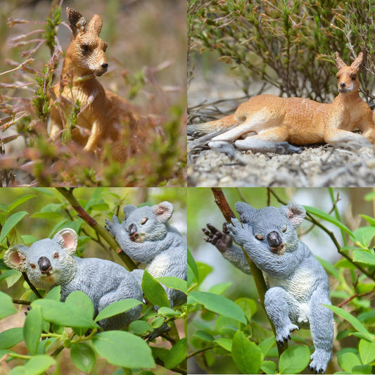 TOYMANY 7pcs Australian Wild Animals Figure Set, Safari Playset Jungle Animal Figures Kangaroo Koala Plastic Zoo Jungle Forest Toy for Play or Decoration.