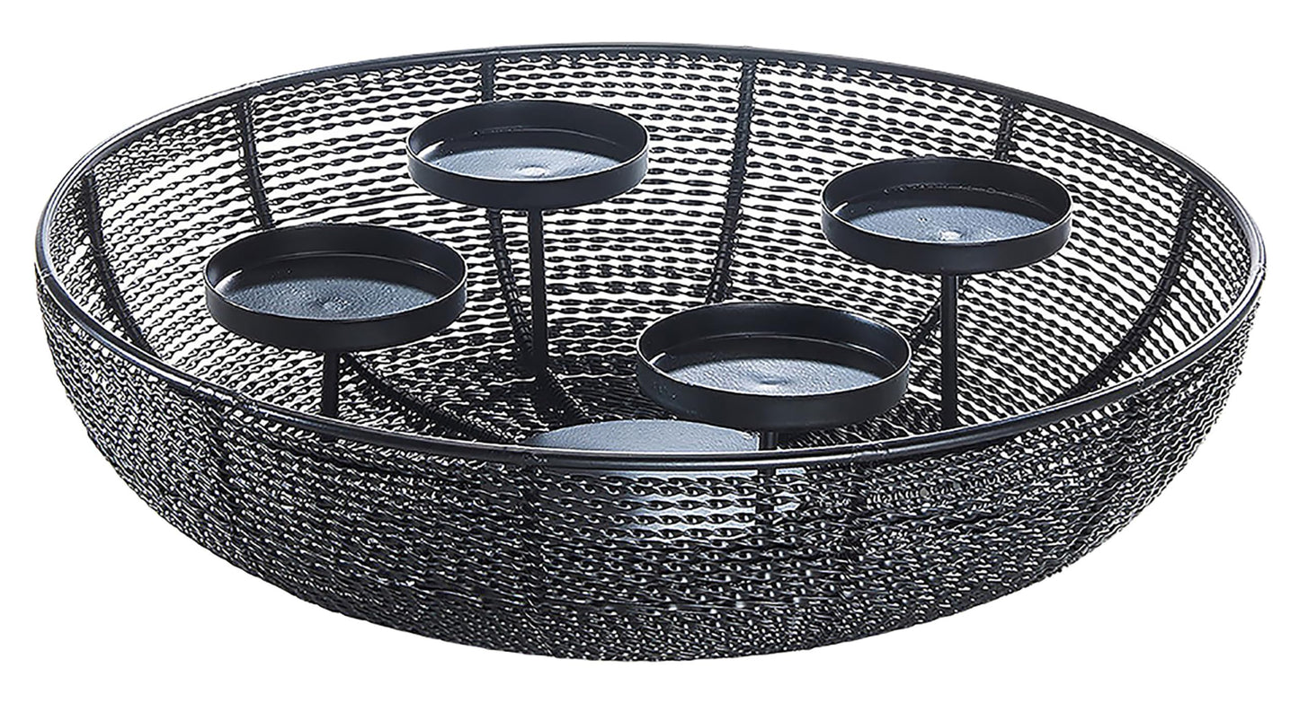 Kobolo decorative bowl candle holder Advent wreath wire - made of metal - black - for 4 candles - 38 cm