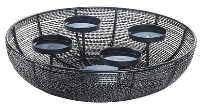 Kobolo decorative bowl candle holder Advent wreath wire - made of metal - black - for 4 candles - 38 cm