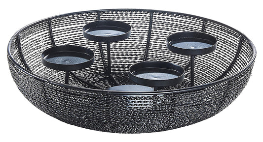 Kobolo decorative bowl candle holder Advent wreath wire - made of metal - black - for 4 candles - 38 cm