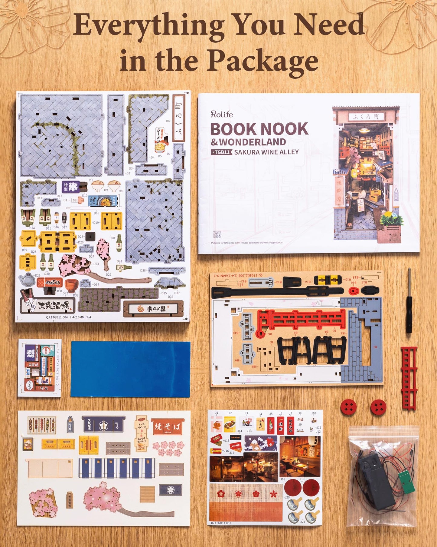 Rolife Book Nook Kit Sakura Vineyard Booknook Japanese Style Izakaya DIY Miniature House Kit for Adults to Build Christmas Birthday Gift Bookshelf Decoration Diorama Kit