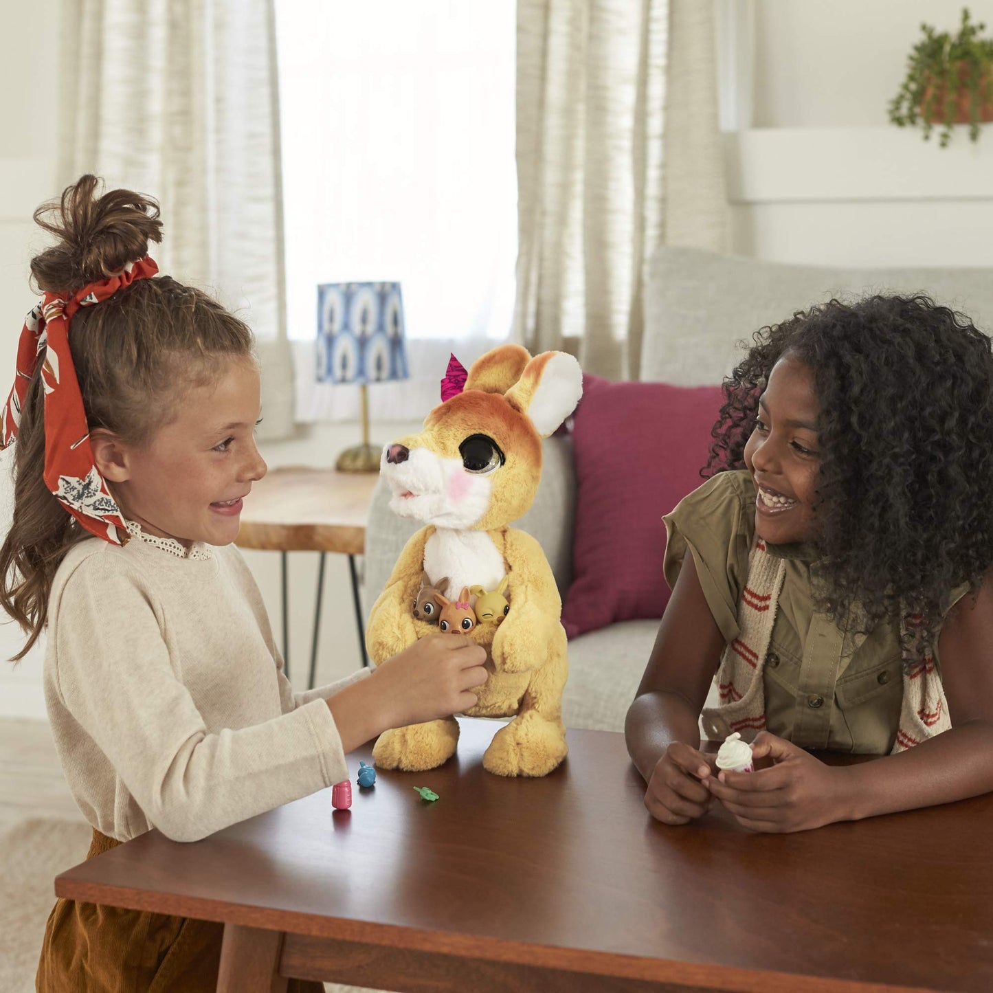 Hasbro Josie, the Kangaroo, interactive plush toy, 70+ sounds and reactions, for ages 4 and up, E6724, Yellow.