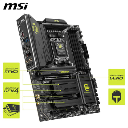 MSI MAG X870 Tomahawk WiFi Motherboard, ATX - Supports AMD Ryzen 9000/8000/7000 processors, AM5-80A SPS VRM, DDR5 Memory Boost 8400+MT/s (OC), PCIe 5.0 x16 & 4.0 x16, M.2 Gen5, Wi-Fi 7, 5G LAN.