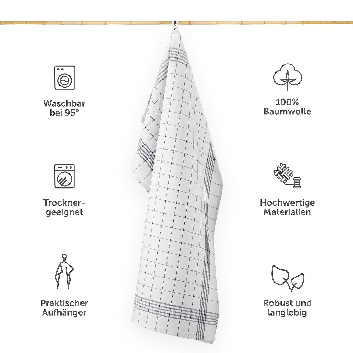 Blumtal Premium Dish Towels 20pc Set 50x70cm - Cotton Kitchen Towels - Oeko-TEX certified - Kitchen Hand Towels - washable up to 95°C - Gray Dish Towel Set
