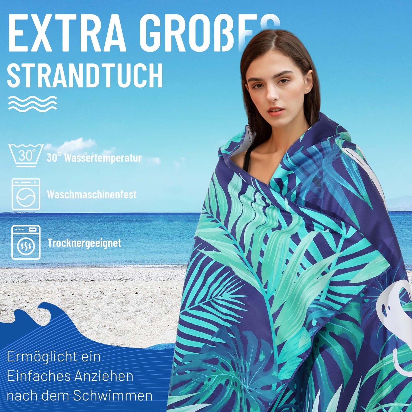 Pameil Beach Towel XXL Microfiber Bath Towel 200x100cm, Microfiber Beach Towel Compact and Sandproof, Lightweight and Quick Drying Travel Towel for the Beach, Gym, Travel, Sauna