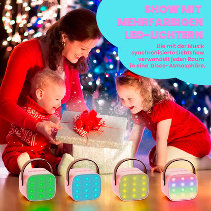 Karaoke machine with 2 karaoke microphones gift girls: [Premium version] Mini karaoke machine for kids with microphone children's day gift toy 3-12 years - birthday gift music speaker