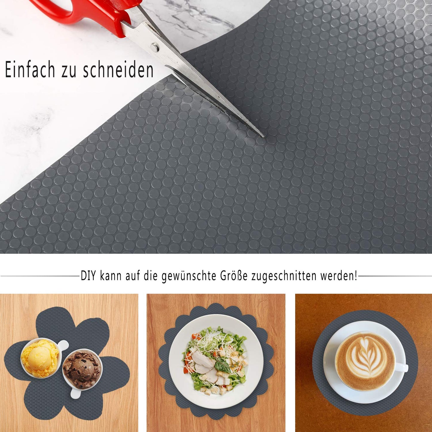 Shelf liner kitchen drawer mats, non-adhesive EVA material refrigerator liners with waterproof, durable refrigerator table placemats for cabinet, drawer lining (Gray, 60cmx500cm)