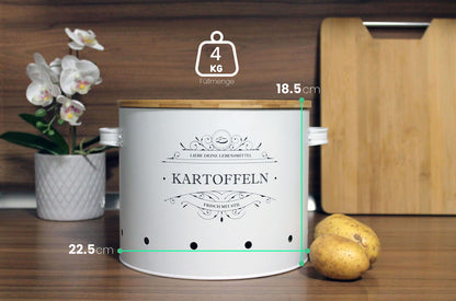 orbiteco 3-piece storage container set with high-quality bamboo lids - potato pot, onion pot, and garlic pot for stylish garlic, onion, and potato storage - long-lasting durability