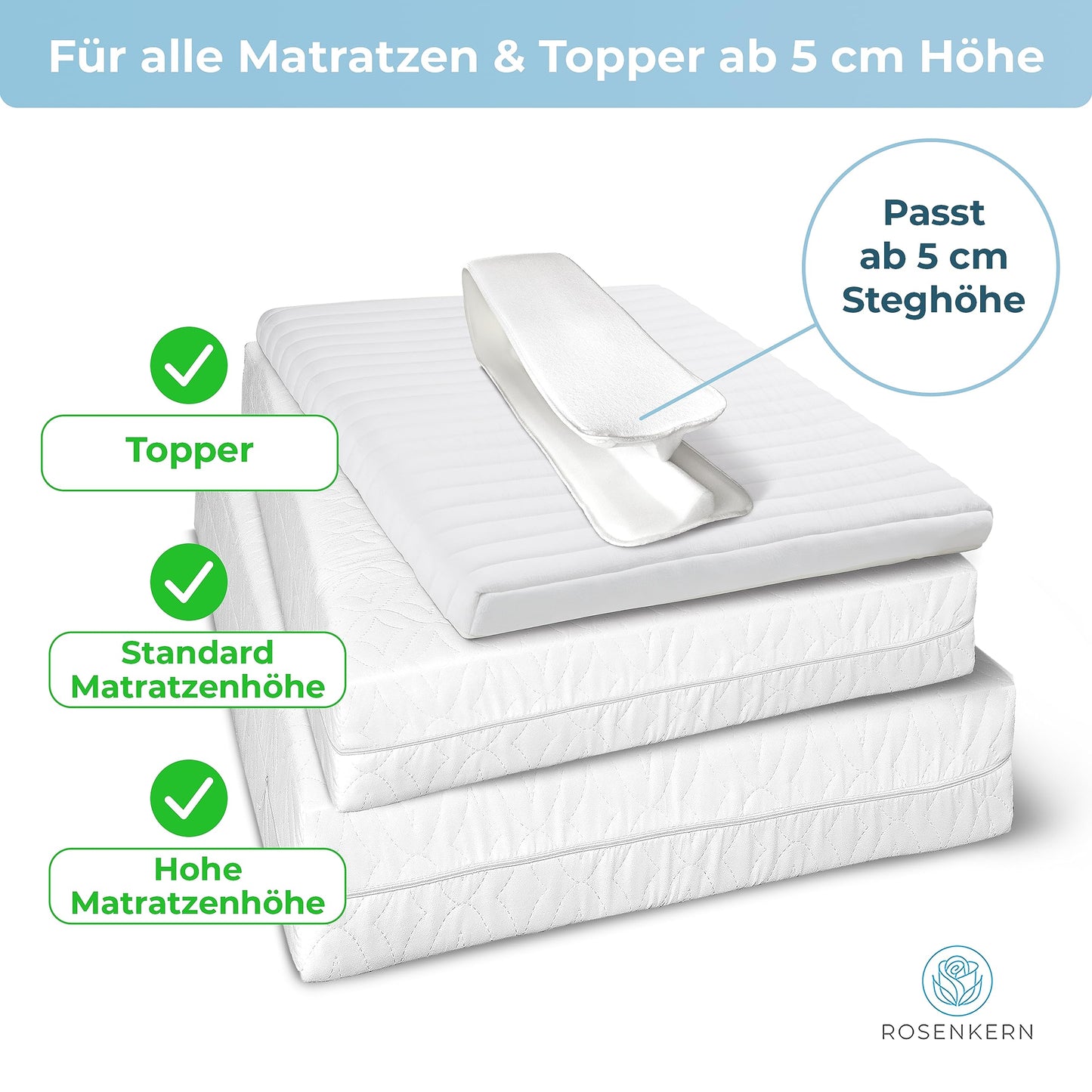 Rose core® Love bridge for mattresses 200 x 25 - [Quality from Germany] - Mattress gap filler in one piece - Bed gap filler - Mattress wedge for mattresses & toppers from 5 cm