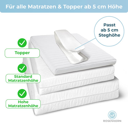 Rose core® Love bridge for mattresses 200 x 25 - [Quality from Germany] - Mattress gap filler in one piece - Bed gap filler - Mattress wedge for mattresses & toppers from 5 cm