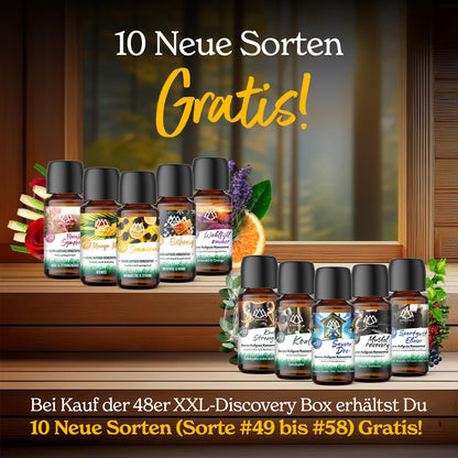 NORDHOLZ® Sauna infusion discovery box 24x15ml [#1-#48 PURE ESSENTIAL OILS] Sauna infusion - sauna infusion from Franconia - sauna accessories