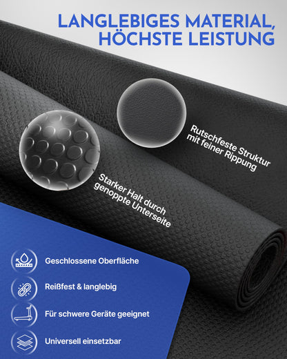 NEOLYMP Floor Protection Mat for Fitness Equipment (200 x 90cm) - Treadmill Mat 8mm Thickness - Durable, Non-Slip & Shock-Absorbing - Fitness Floor Mat for Crosstrainers - Exercise Mat, Fitness Mat