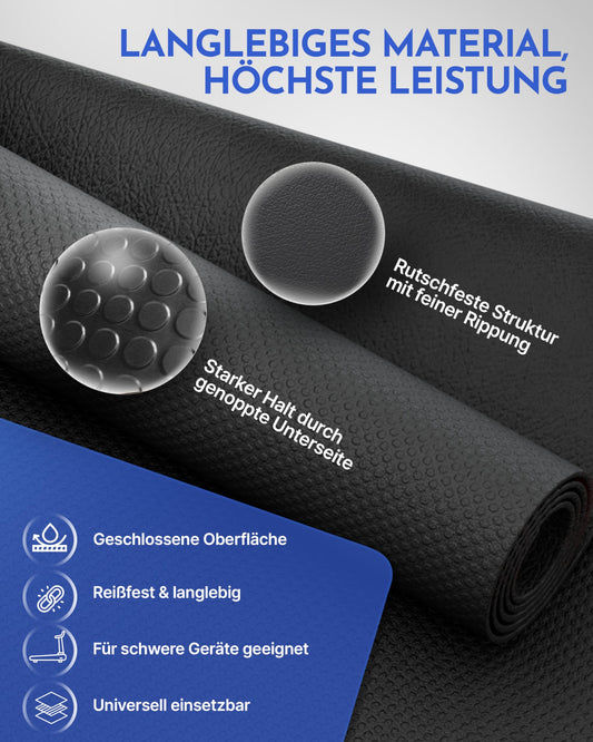 NEOLYMP Floor Protection Mat for Fitness Equipment (200 x 90cm) - Treadmill Mat 8mm Thickness - Durable, Non-Slip & Shock-Absorbing - Fitness Floor Mat for Crosstrainers - Exercise Mat, Fitness Mat