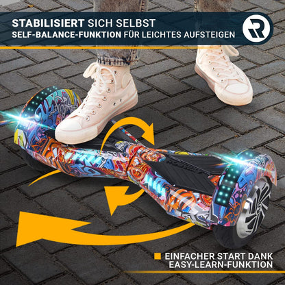Robway W2 Hoverboard | 𝐃𝐀𝐒 𝐎𝐑𝐈𝐆𝐈𝐍𝐀𝐋 ® Hoverboards for kids, teens & adults - APP control - 𝟮 x 𝟯𝟝𝟢 Watt motors - Self-Balance function - Bluetooth (Matte Black)