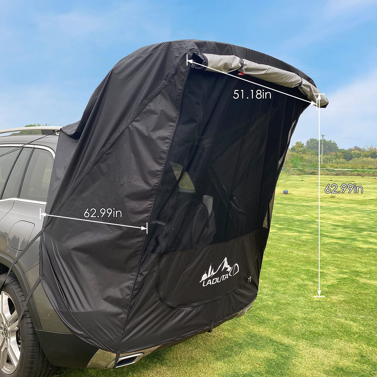 GJCrafts tailgate tent for car, with mosquito net, windproof, sunshade, waterproof car camping tent/fishing tent for various SUV models outdoor camping, fishing, beach