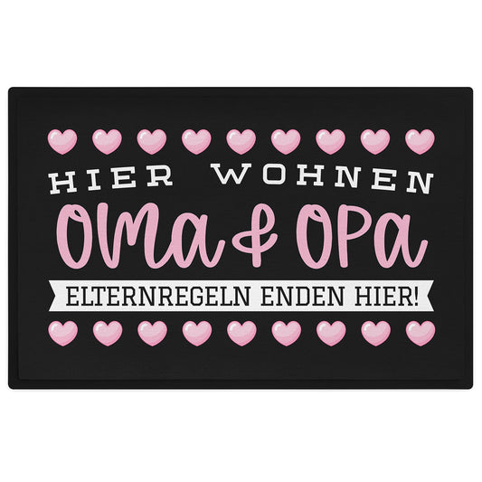 Trendation - Grandma and Grandpa Doormat Gift, Here End Parents' Rules Grandparents Dirt Trap Mat 60x40 cm