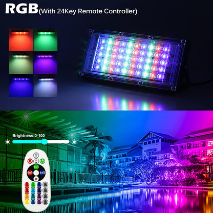 Elegant LED RGB spotlight outdoor 150W, 2pcs super-bright LED floodlights with plug construction spotlight floodlight IP65 waterproof outdoor spotlight for yard garden garage sports field.