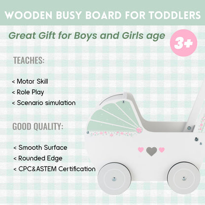 Wooden Baby Walker for Kids Learning Fun Babies for 1 year old and up, Toddler Shopping Cart Push Toy for Boys Girls