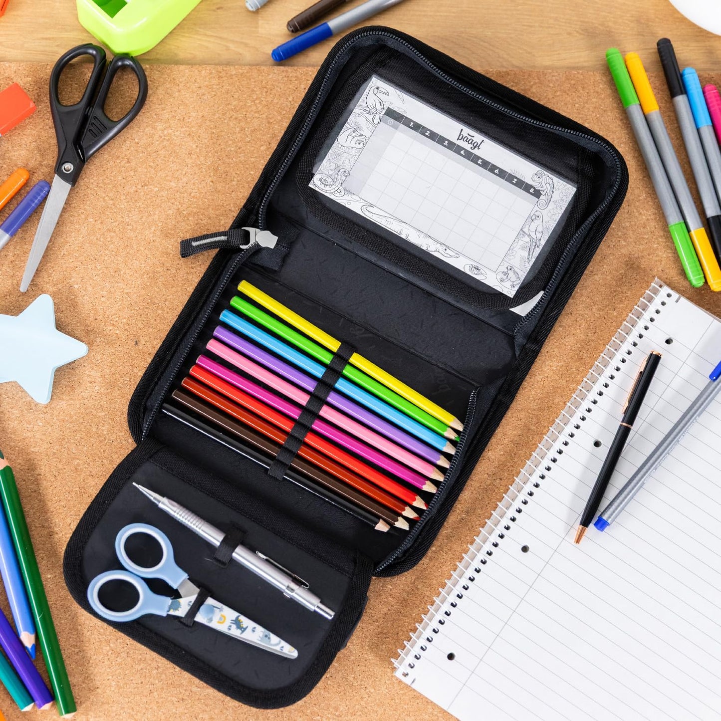 Baagl pencil case for boys - student case, pencil bag, pencil case for stationery - case, pencil case, school case (Pixel Space)