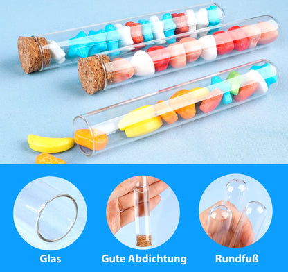 Mocraft 30 pieces Test tube with cork glass Transparent Test tubes 20 x 150 mm Test tube for flowers, weddings, guest gifts with kraft paper label