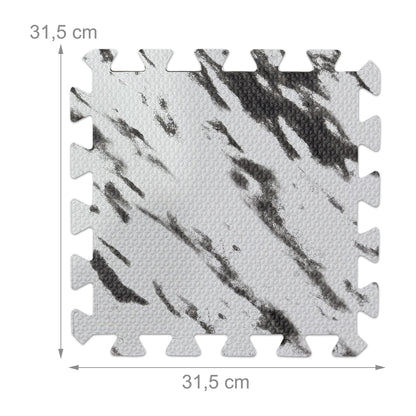 Relaxdays 45 x Floor Protection Mat, Puzzle Mat Set, Sports & Fitness Equipment, 4.25 sqm, Eva Foam, BPA-free, Marble Look, White