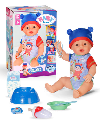 BABY born Jonas - 43cm baby doll - 10 functions including accessories & romper - Works completely without batteries - Suitable for children aged 3 years and up