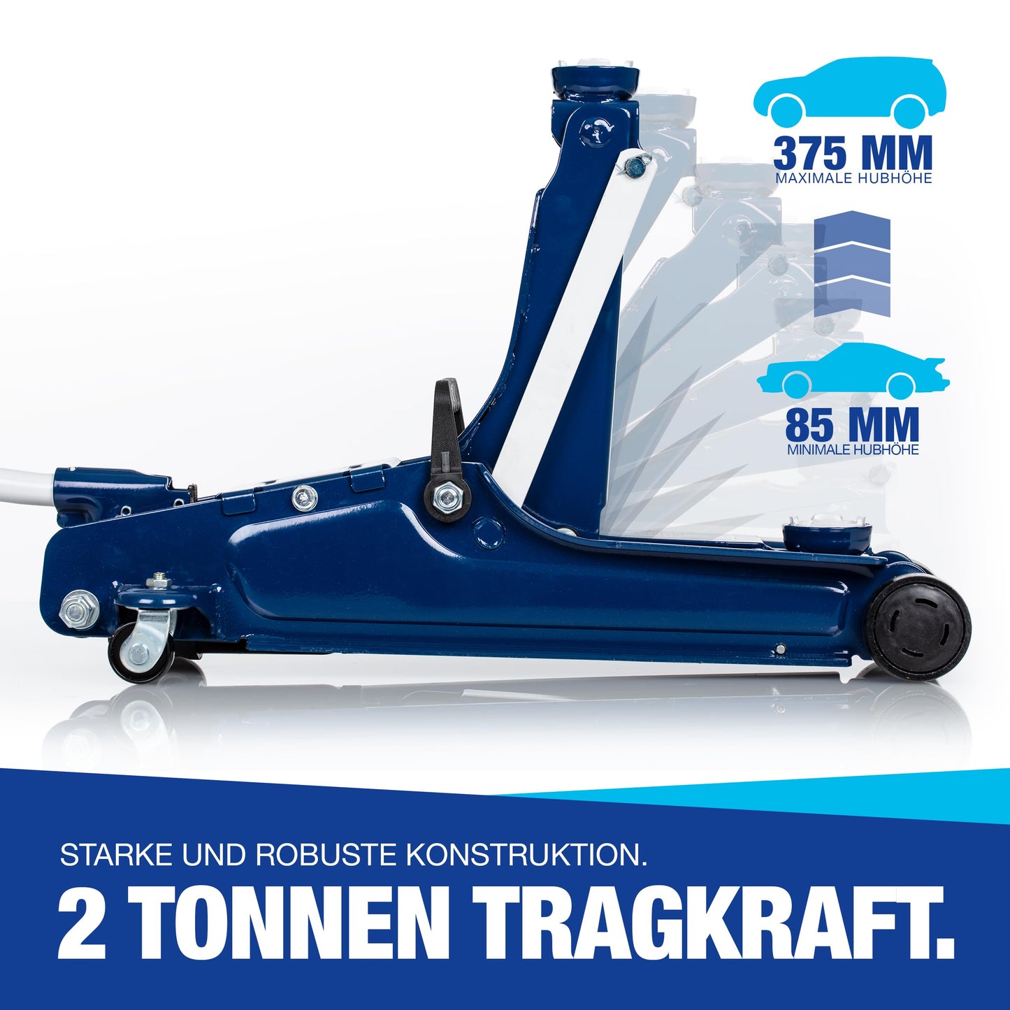 NTG Hydraulic Jack 2t -TUV Certified- Low Profile Floor Jack 2000kg 85-375mm Car Workshop, Cars & Lowered Vehicles - up to 2,000 kg Load Capacity