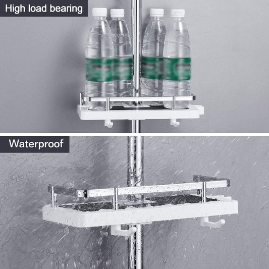 Hoomtaook Shower Caddy for Shower Rail Shower Caddy Hanging Shower Shelves Accessories Holders with Two Hooks and Shower Head Hook Fit [21mm-25mm] Rail Plastic, 2 Pieces White
