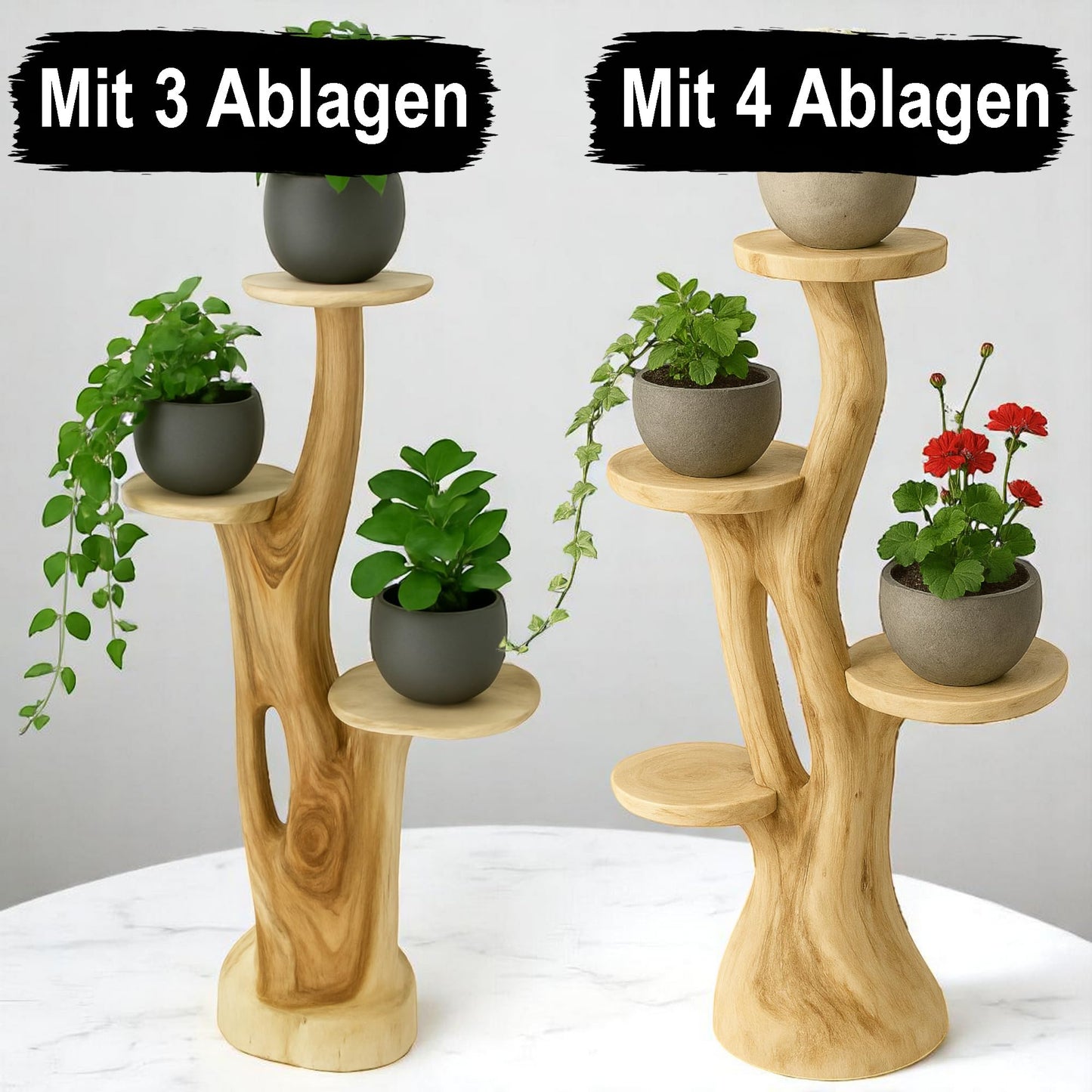 My-goodbuy24 flower stand, flower ladder, flower podium, flower stool - all made of solid Suar wood and featuring 4 shelves for plants and floral decorations.