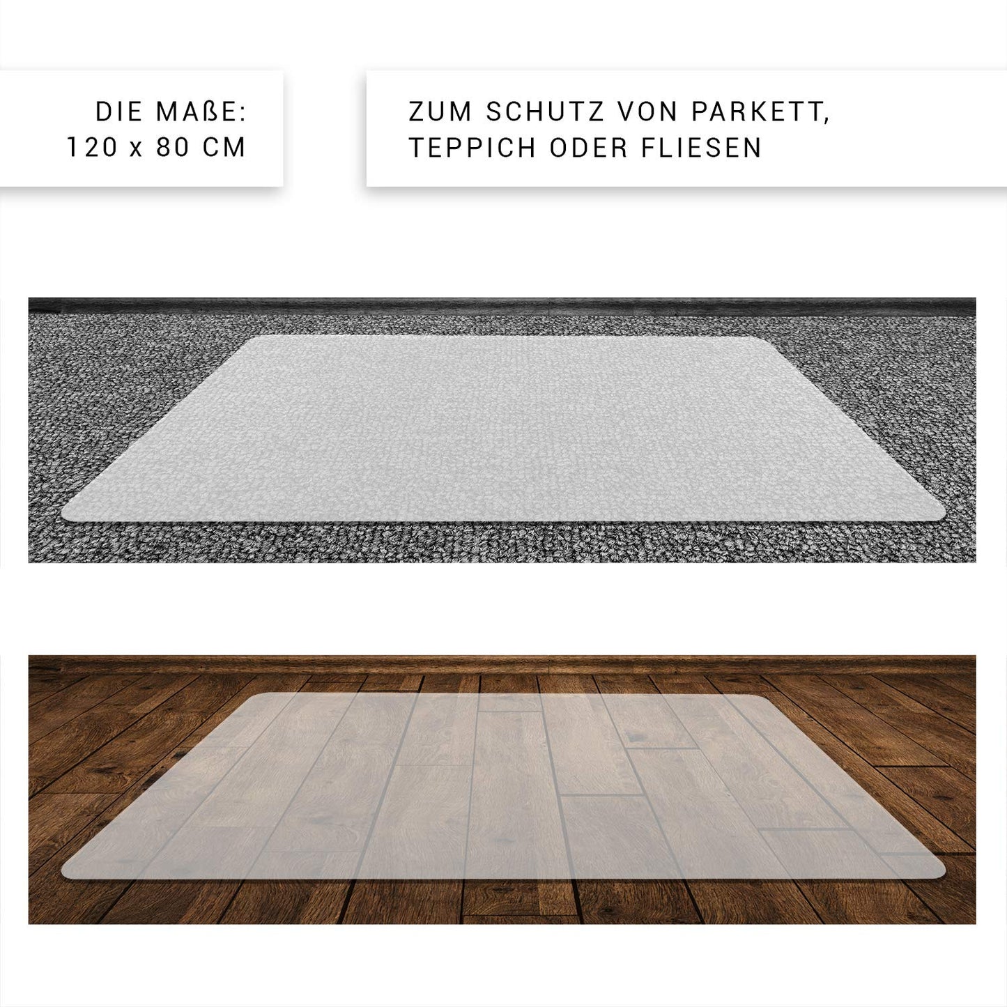 Floor protection mat | Office chair underlay in milk white | non-slip and scratch-resistant | Made in Germany (120x120cm)
