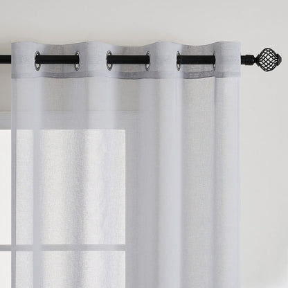 EMEMA 2-piece set Sheer Voile Curtain with Grommets. Transparent curtain made of Voile Polyester, perfect for the living room. Airy decorative curtain for the bedroom, 140 X 200 cm (W x H) in gray.