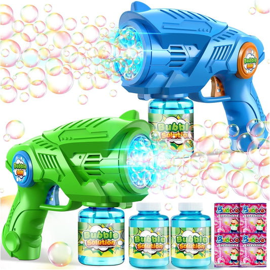 Bubble gun bubble machine bubble gun for kids: 2-pack electric bubbles machine - LED automatic bubbles machine for kids aged 4-12 outdoor/party toy.