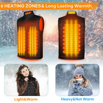 AFUNSO Heated Vest for Men and Women, Lightweight Outdoor Heat Vest for Hiking, Temperature Control Heating Zones Heated Collar, Jogging, Camping, Skiing, Fishing (Battery Not Included) - XL